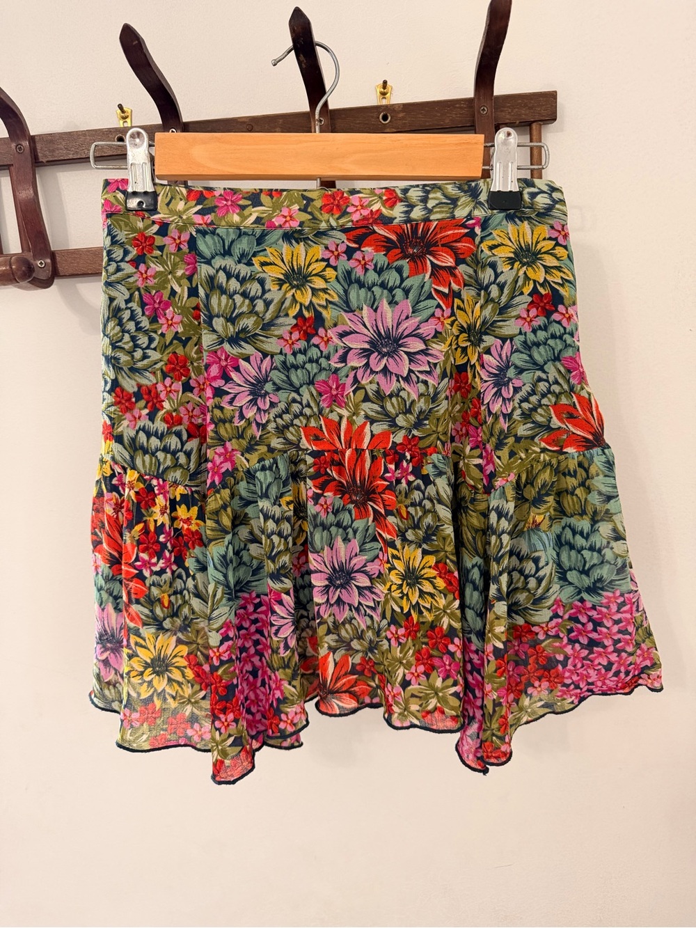 Urban Outfitters Floral Succulent Ruffled Mini Skirt